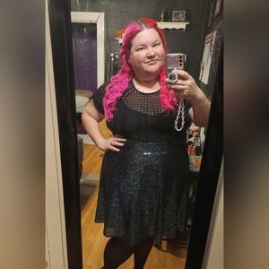 Iridescent Sequined Skater Skirt